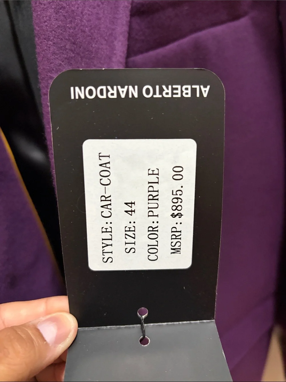 Alberto Nardoni Purple Wool Blend Overcoat - Classic Button Front